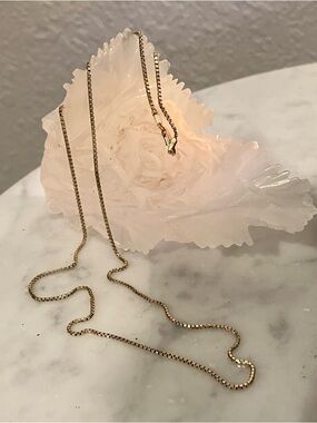 Yellow Gold Box Chain Necklace 20” - 14k, Italy